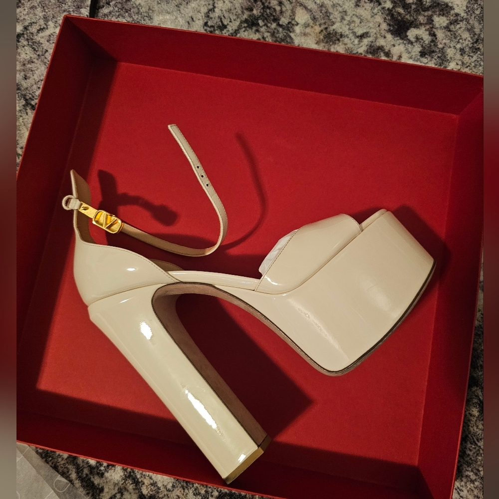 Valentino Cream Platform Heels-155